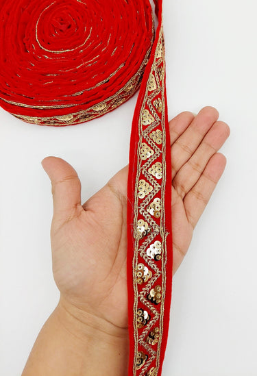 Velvet Fabric Embroidered Trim Sequins Lace Sewing Trimming Sari Trim Indian Border, Sequinned Border, Trim by 9 Yards